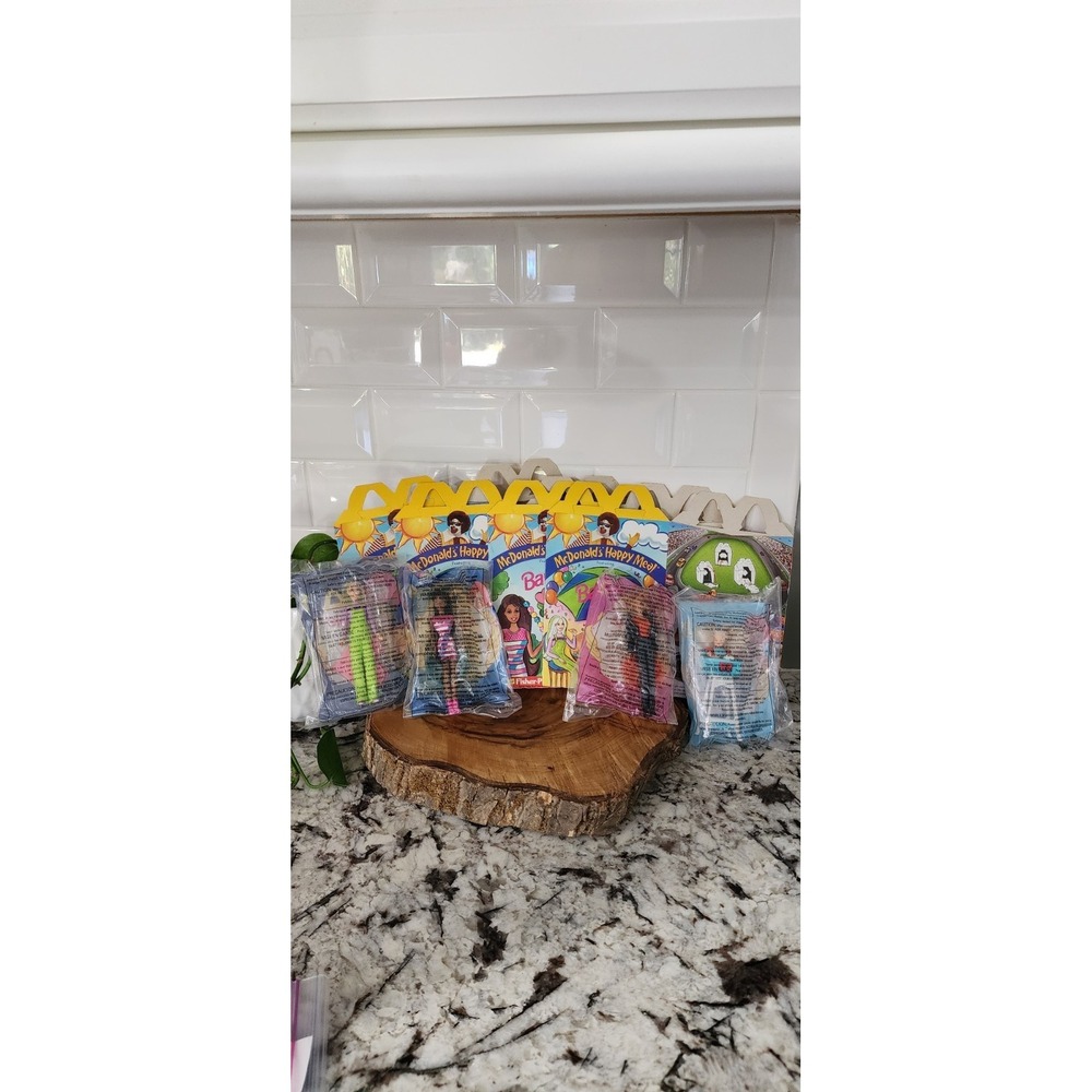 Barbie 1998 McDonalds Happy Meal Toys & Boxes NEW Sealed Bags Lot of 4 Vintage